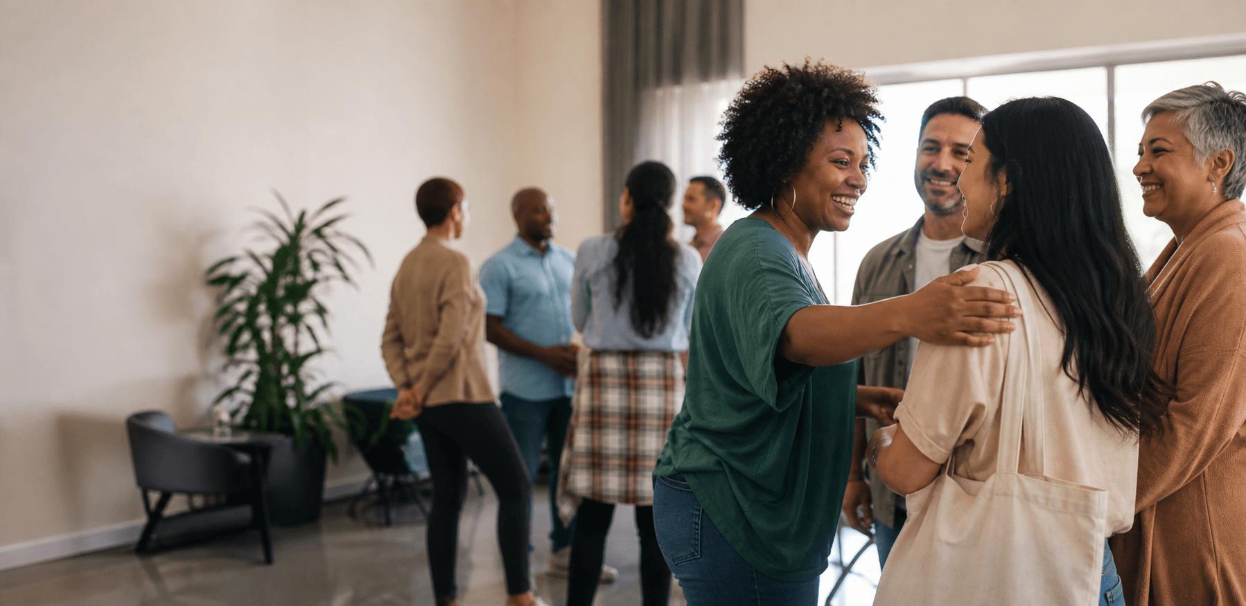 Members warmly welcoming someone into their organization